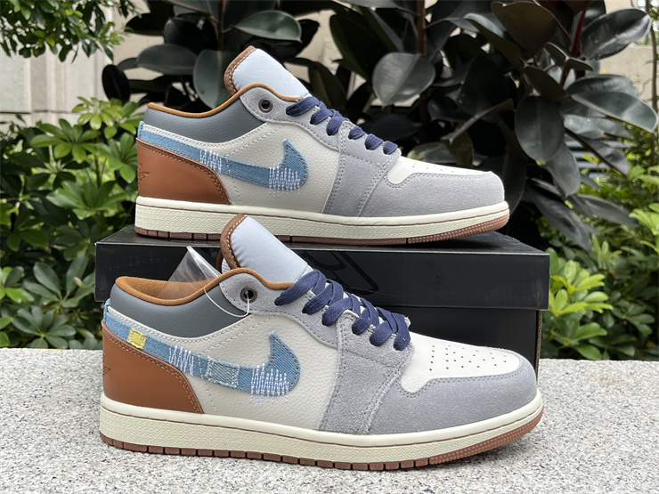 Air Jordan 1 Low SE Phantom Repaired Denim Swoosh