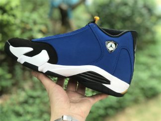 Men's Air Jordan 14 Retro Laney Blue on hand look