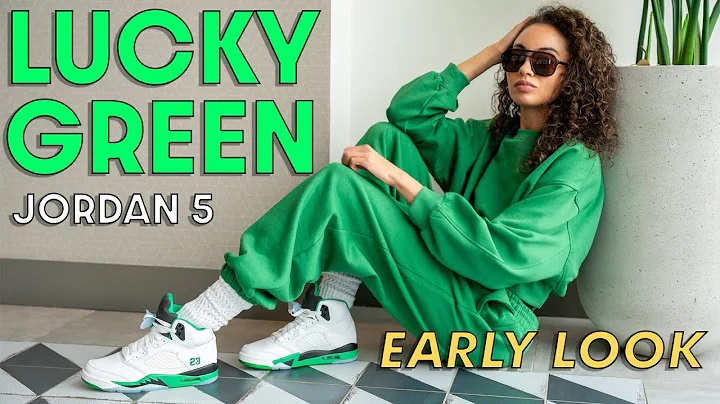 Women's Air Jordan 5 Lucky Green on feet look