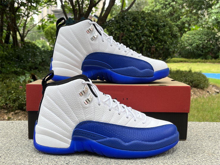 Air Jordan 12 White and Game Royal CT8013-140 Men's Size